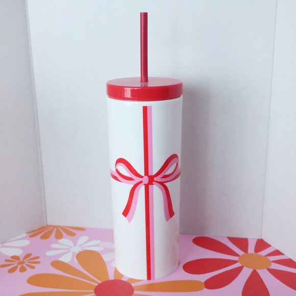 Kate Spade red and pink bow tumbler - Picture 1 of 2